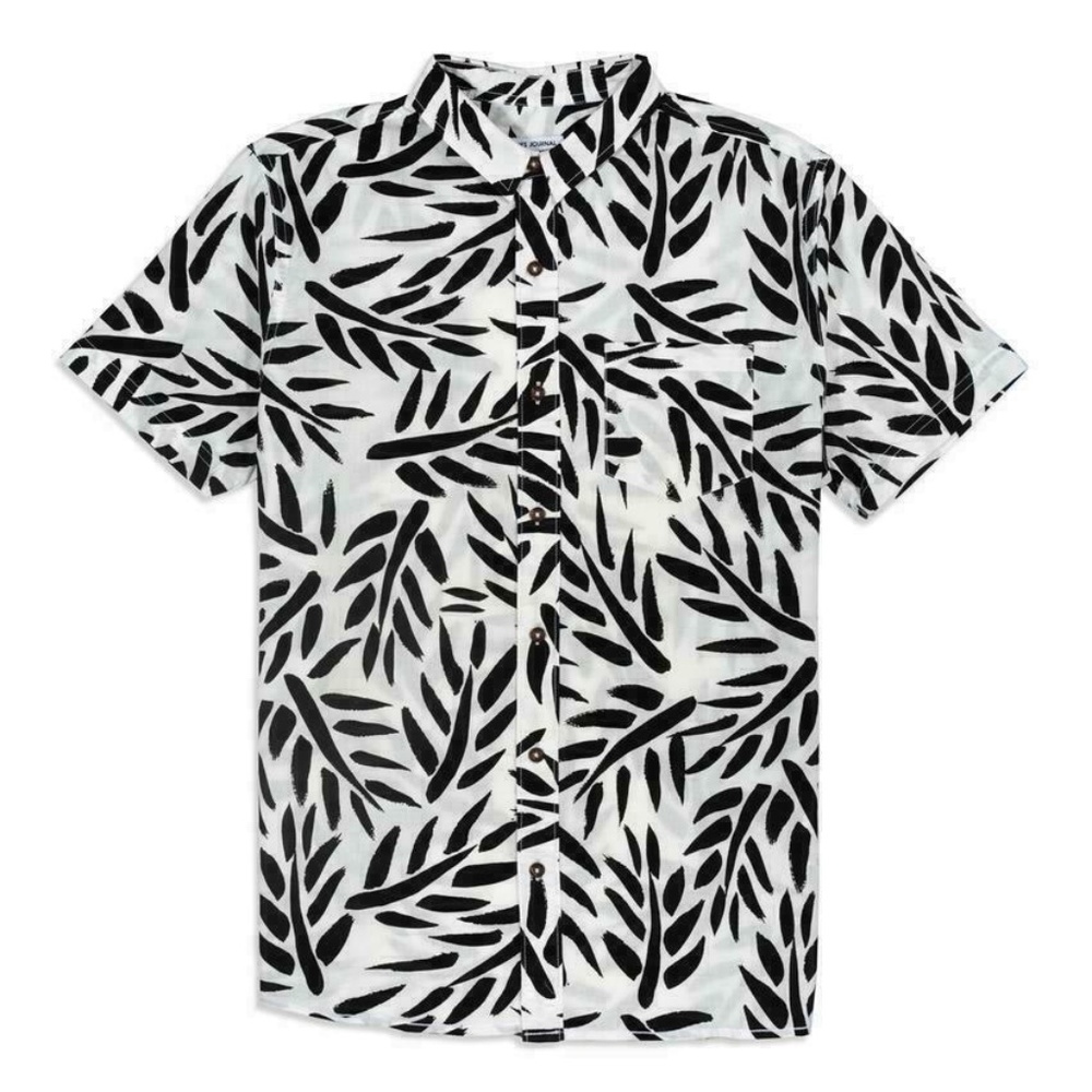 Bank Journal WHITE Plantation Short-Sleeve Shirt, US XL